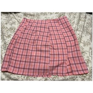 Pink plaid skirt